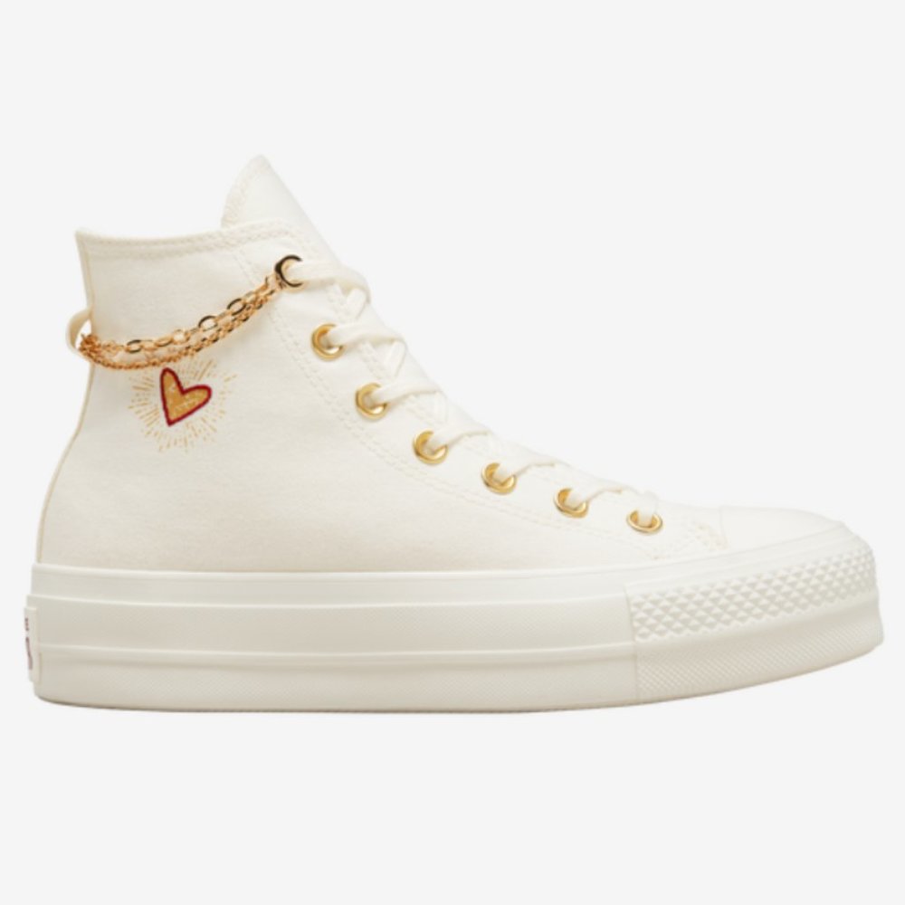 NEW Converse All Star Lift Heart Platform Women Sneakers White Cream Gold size 6